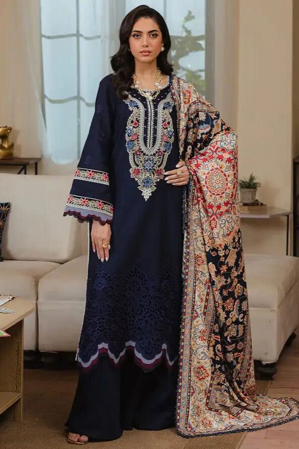 Embroidered Dhanak Three Piece Winter Collection