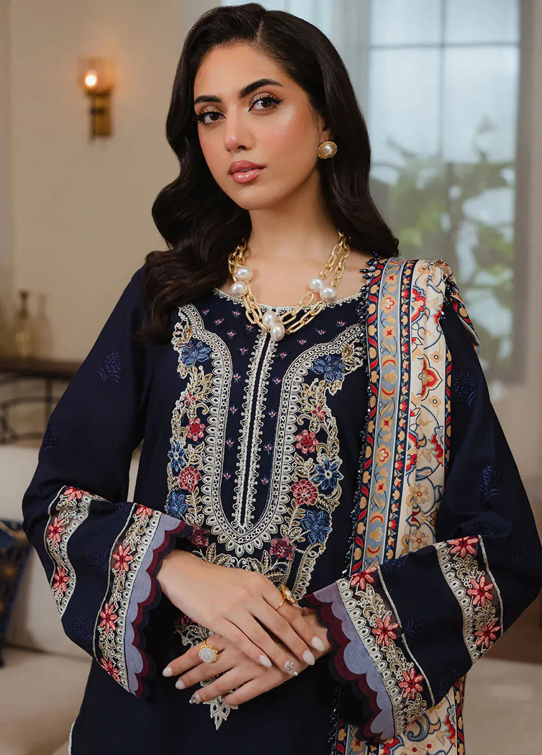 Embroidered Dhanak Three Piece Winter Collection