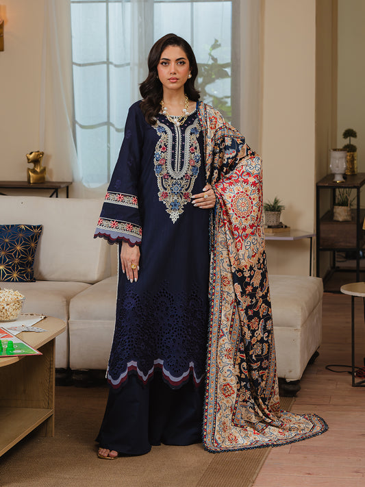 Embroidered Dhanak Three Piece Winter Collection