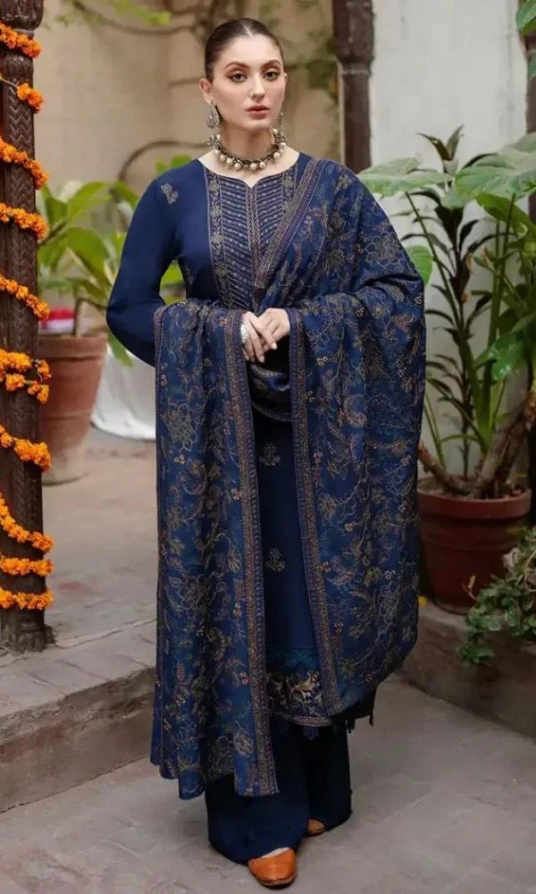 Bar Embroidered Dhanak Three Piece Winter Collection