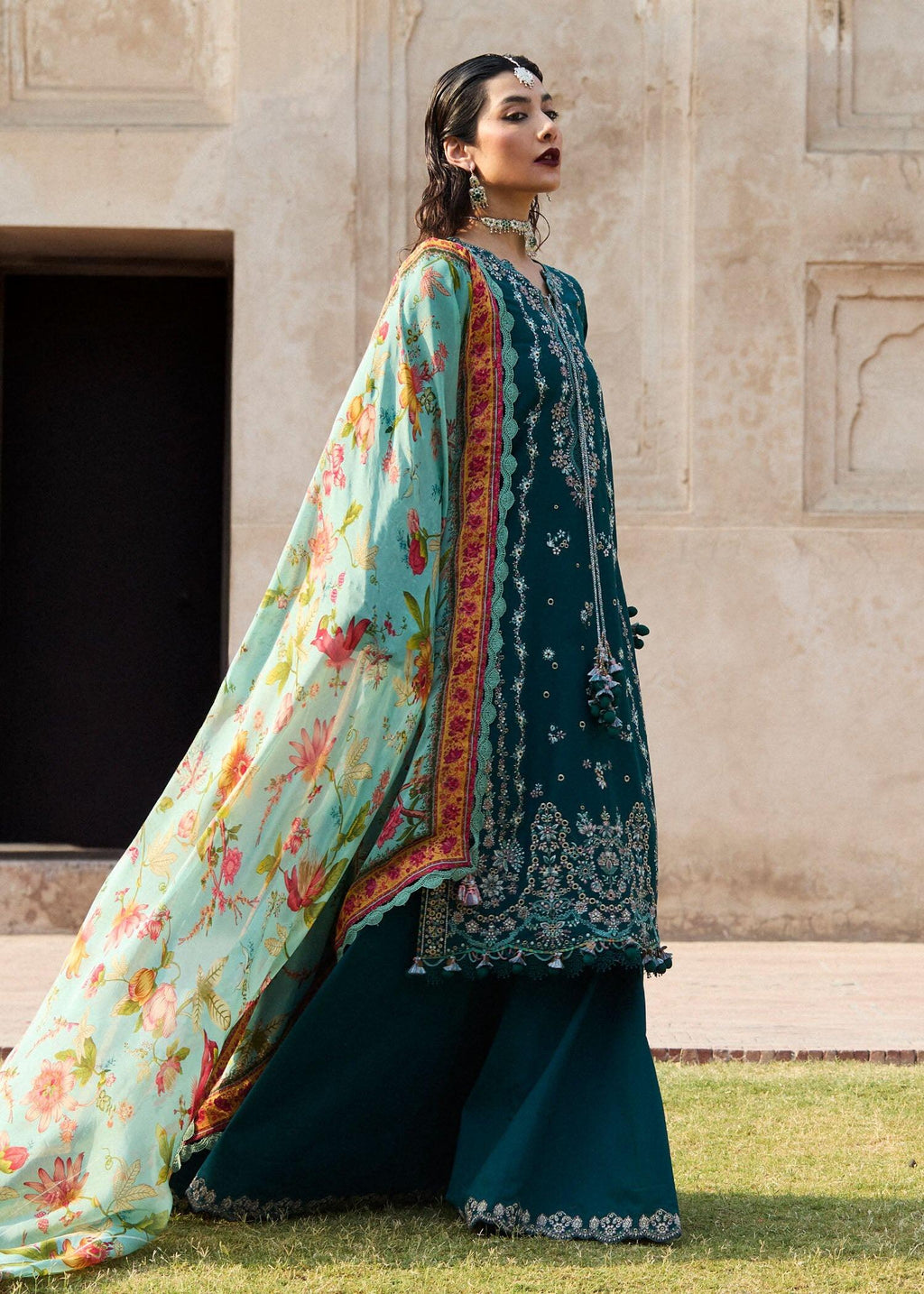 Embroidered Dhanak Three Piece Winter Collection