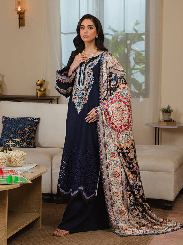 Embroidered Dhanak Three Piece Winter Collection
